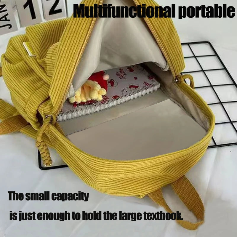 Trendy Women's Multi-color Corduroy Backpack | Stylish Daily Bag