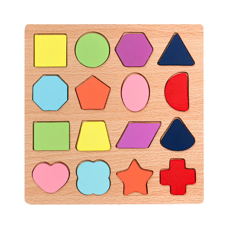 Kids Educational Geometric Shapes & Alphabet Wooden Puzzle