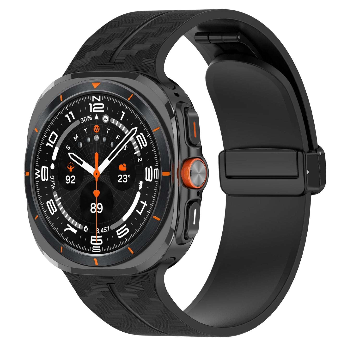 Silicone Sport Strap for 47mm Smartwatch | Magnetic Folding Clasp