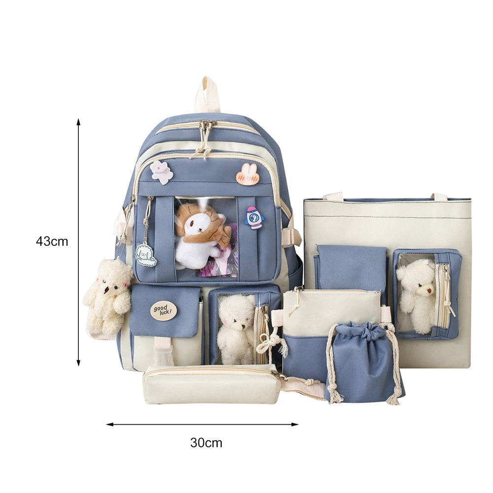 Kawaii Cute Backpack for Girls | Multi-Pockets School Bag