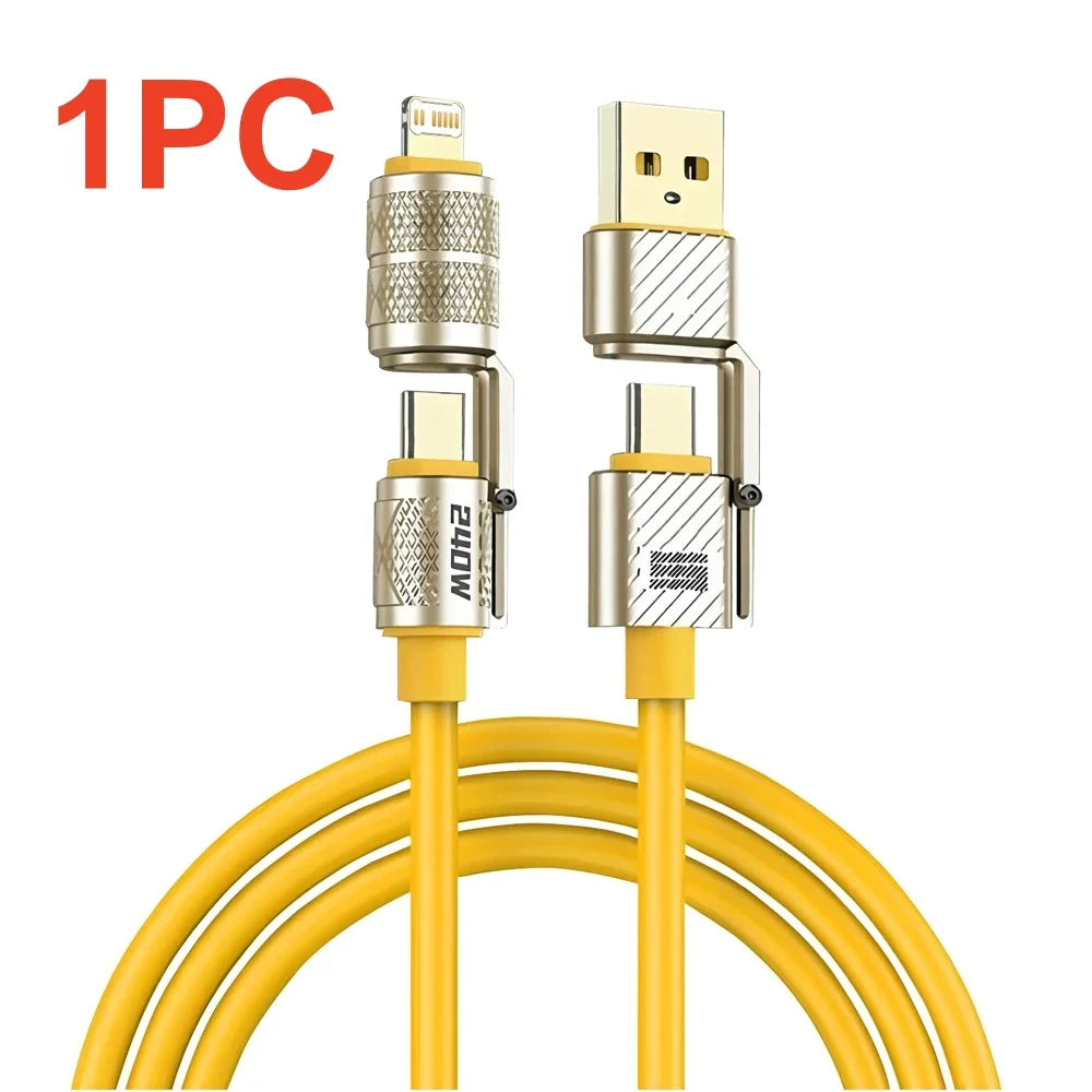 4-in-1 Fast Charging Data Cable - Type-C to Type-C Connection