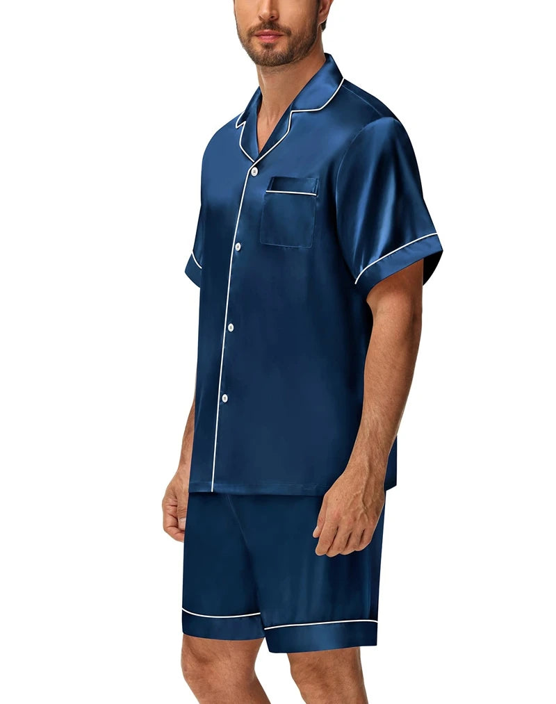 Men's Luxury Satin Pajama Set | Short Sleeve Summer Sleepwear