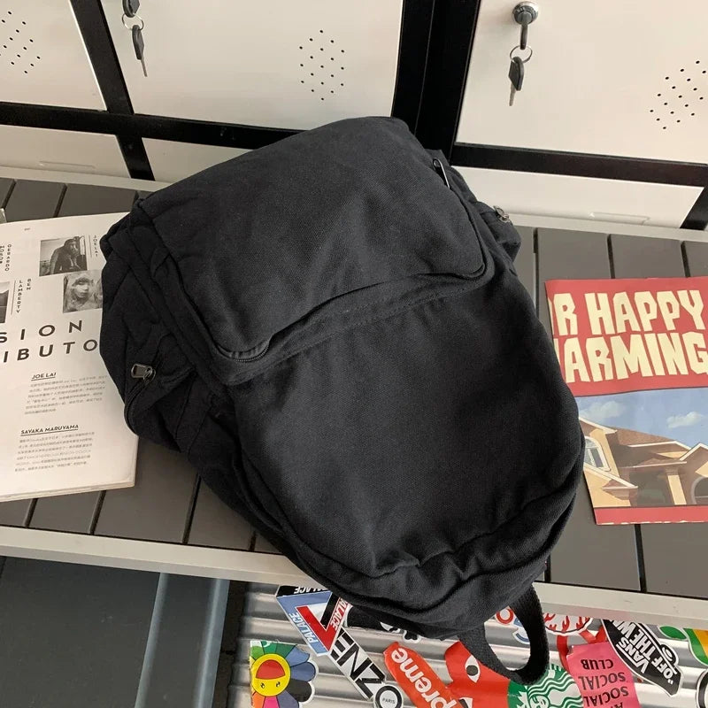 Vintage Washed Canvas Backpack | Stylish School & Travel Bag