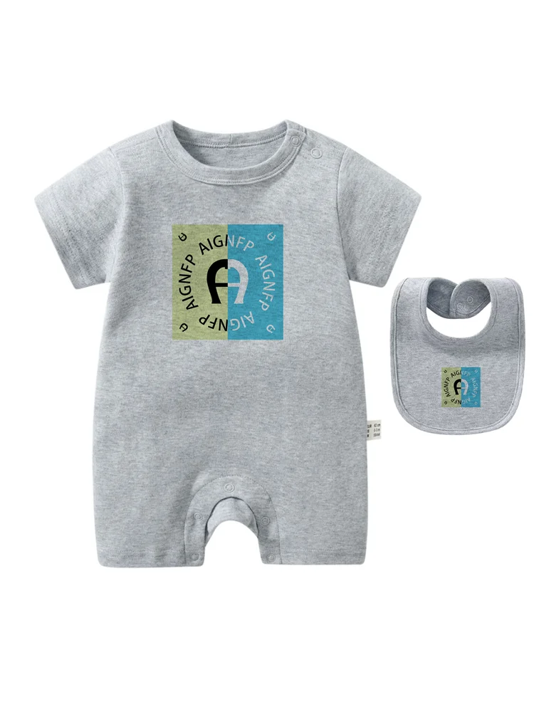 Colorful Newborn Baby Boys Rompers & Bib Scarf Set | Summer Style