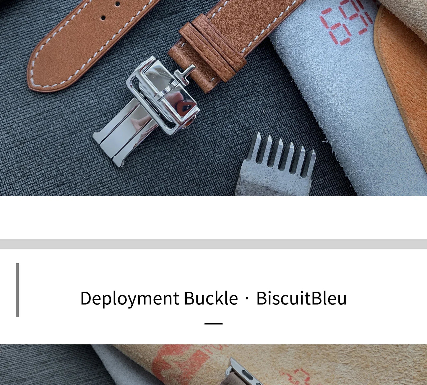High Quality Genuine Leather Watch Band | Deployment Buckle Strap