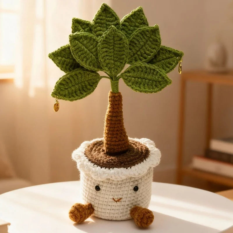 Handmade Crochet Money Tree - Potted Stuffed Plant Decor
