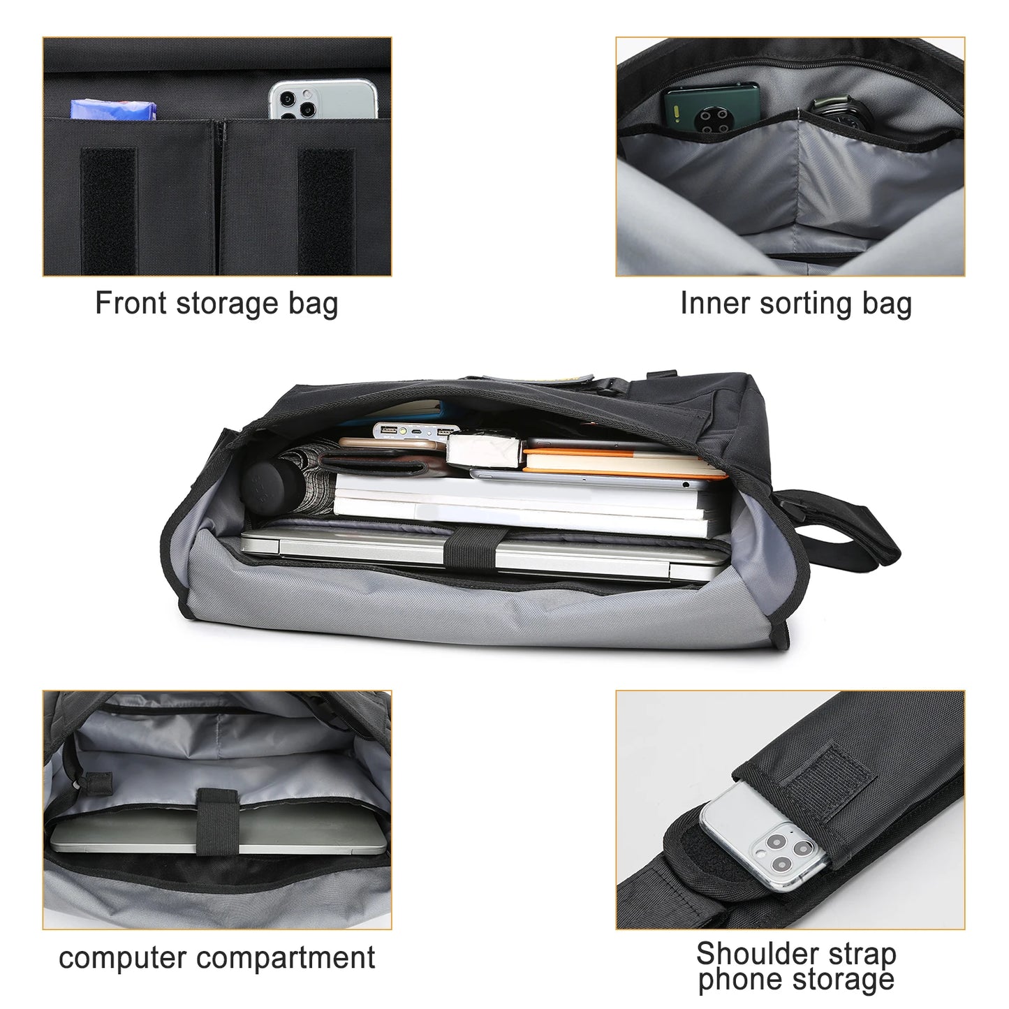 Bandolera multiusos para hombre | Mochila cruzada de gran capacidad