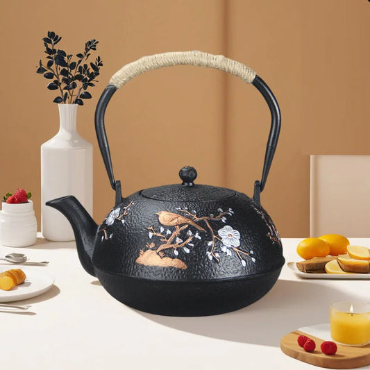 Tetera de hierro fundido de 1200 ml hecha a mano | Estilo retro japonés