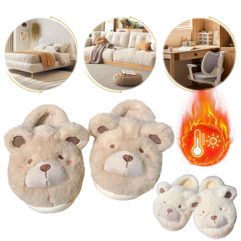 Adorable Bear Plush Slippers | Cozy & Warm Indoor Footwear