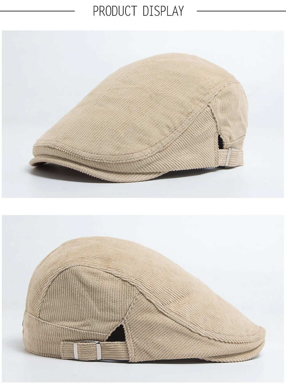 Unisex Corduroy Beret Hat | Vintage Newsboy Cap for All Seasons
