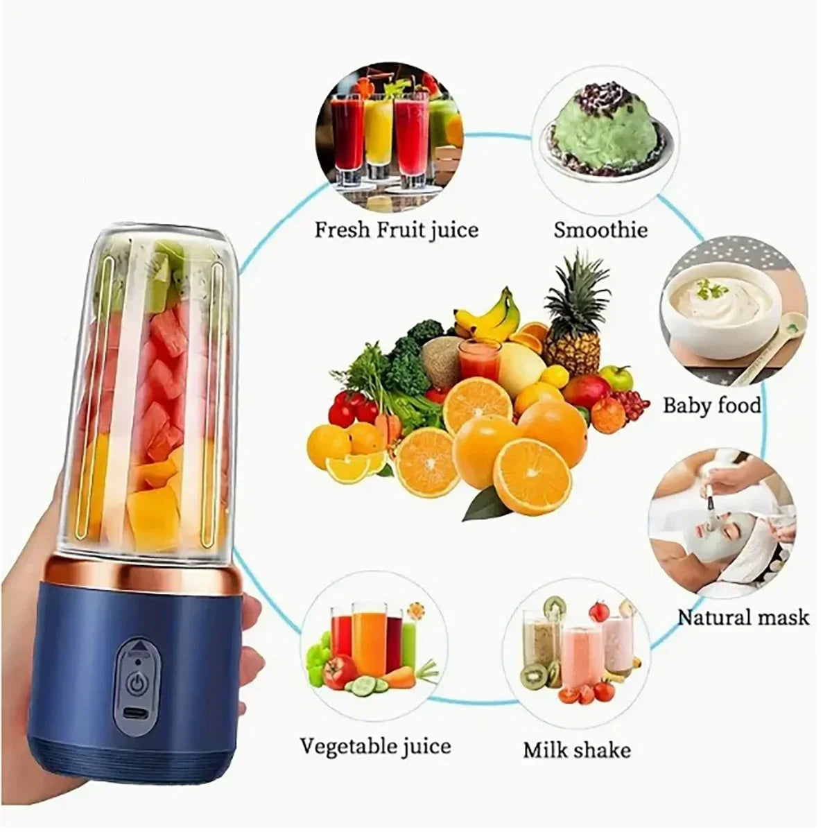 USB Rechargeable Electric Juicer | Portable Fruit & Vegetable Extractor