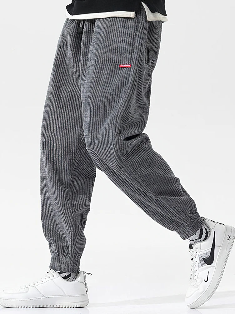 Men's Baggy Corduroy Jogger Pants | Comfortable Casual Trousers