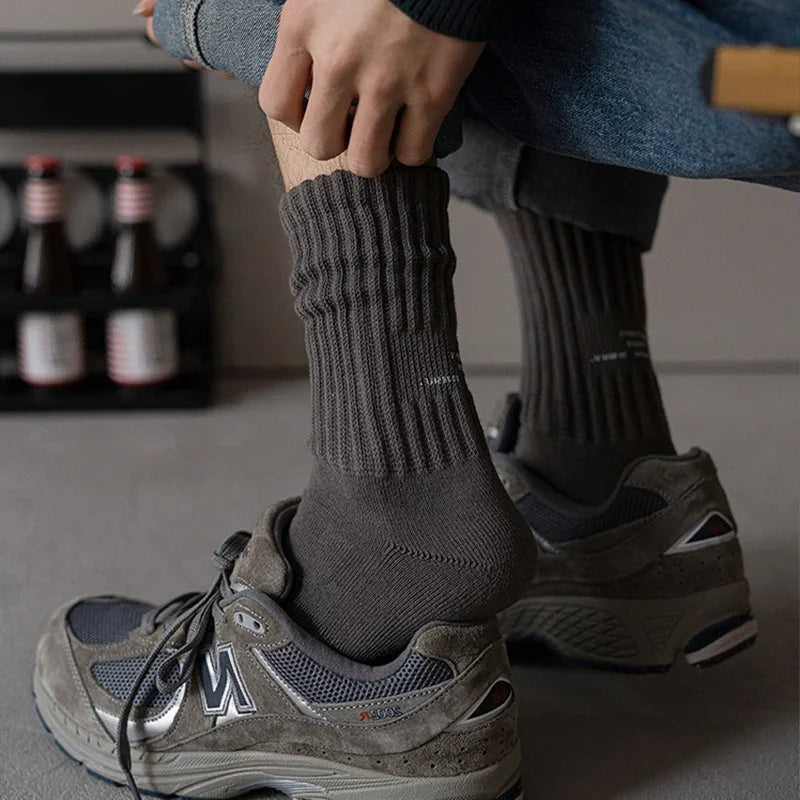Men's Vintage Knitted Medium Tube Sports Socks | Thick Comfort