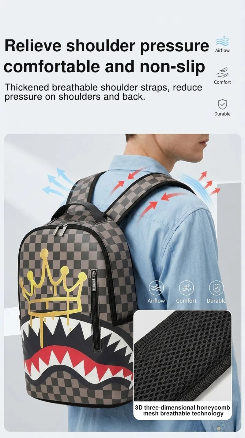 Trendy Large-Capacity Shark Mouth Backpacks for All Ages