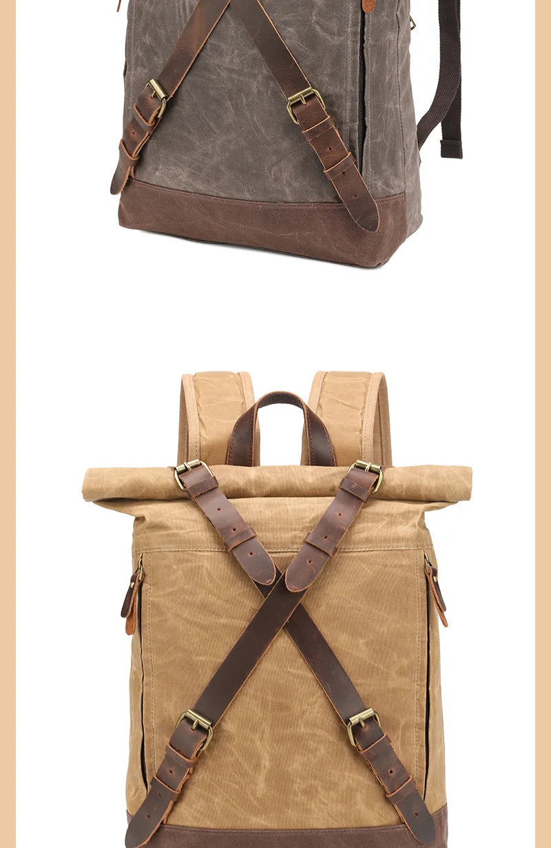 Retro Waterproof Oil Wax Canvas Travel Backpack | Unisex Design