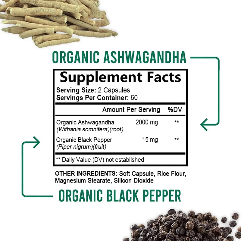 Organic Ashwagandha Extract Capsules for Mood & Energy Support