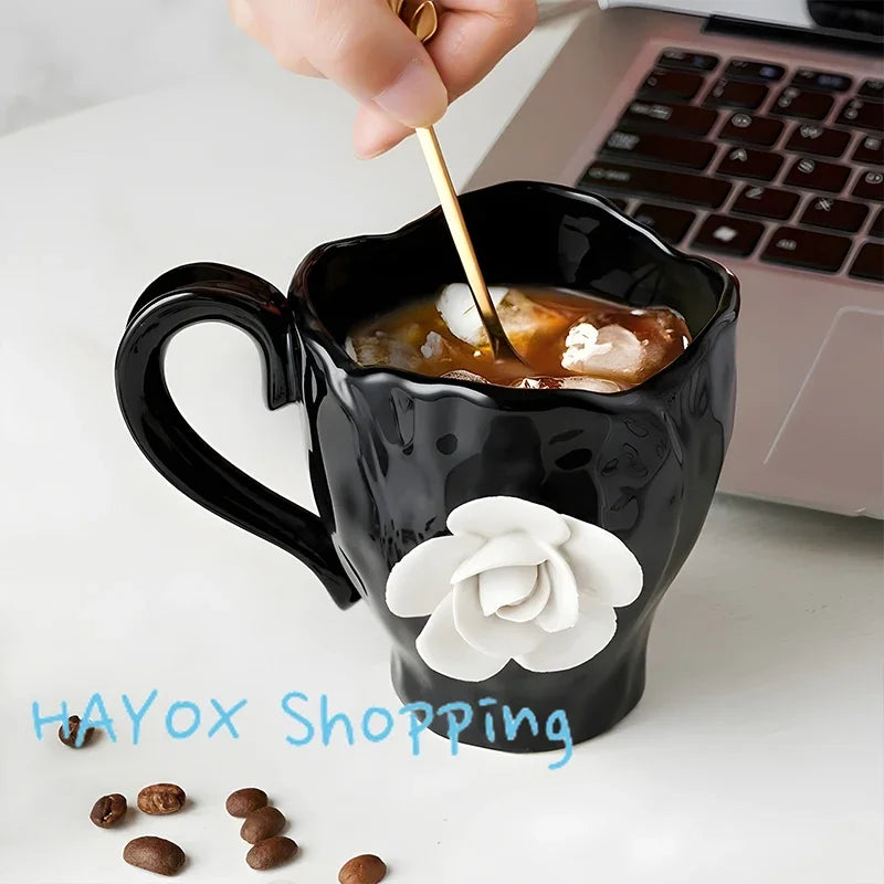 Elegant 3D Rose Ceramic Coffee Mugs | Stylish Drinkware for Every Occasion