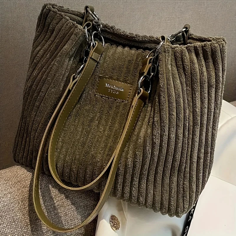 Bolso tote de pana de gran capacidad | Elegante y funcional