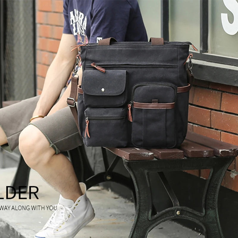 Men's Vintage Canvas Shoulder Bag | Large Capacity Briefcase