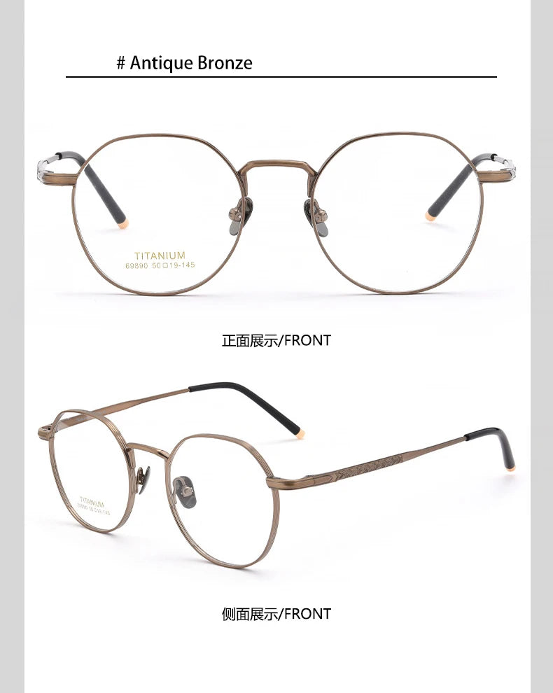 Ultra-Light Titanium Round Frame Glasses | Customizable Multi-Focus