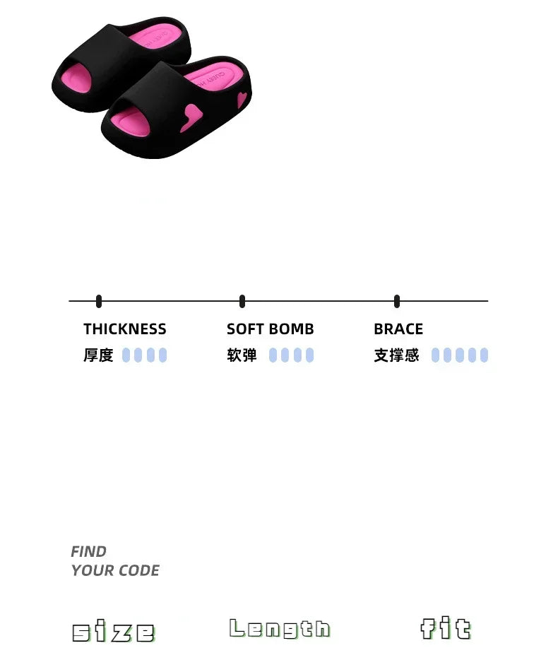 Women's Heart Platform Cloud Slippers | Soft Indoor & Outdoor Sandals