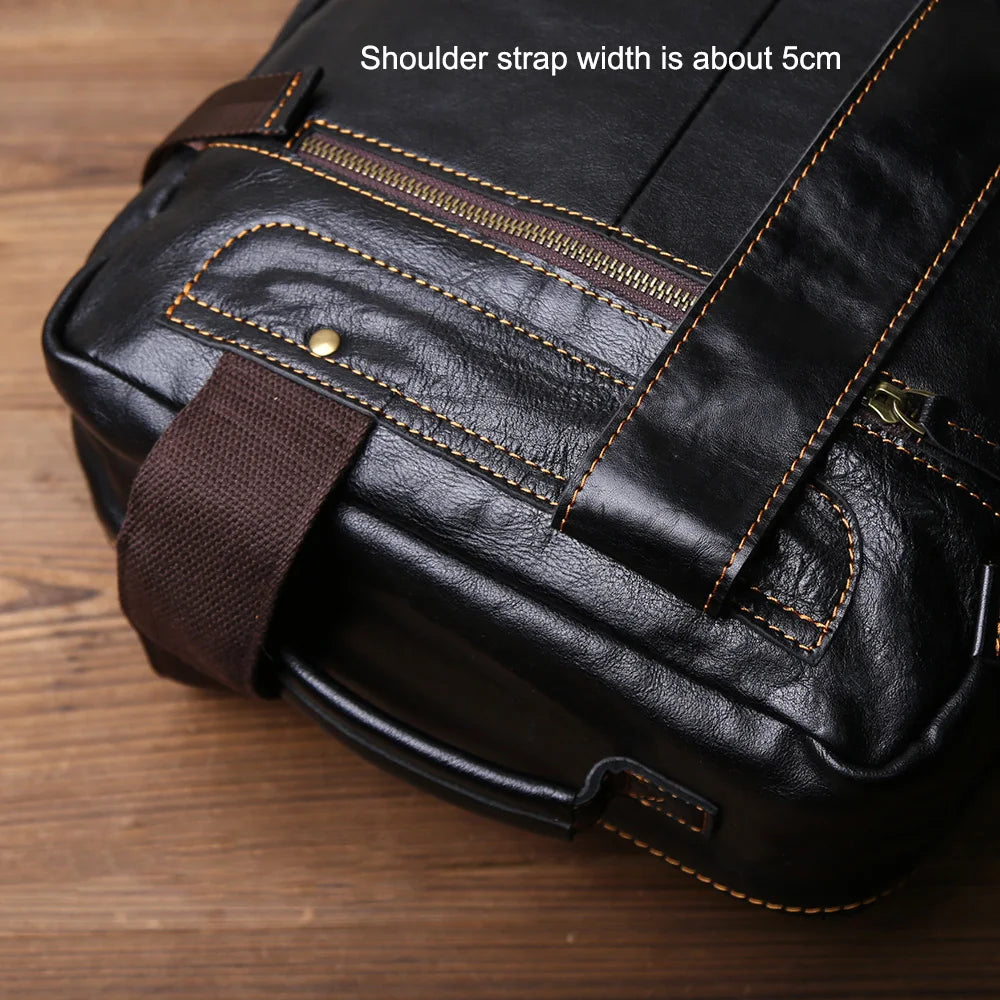 Retro Men's Leather Backpack | Spacious Vintage Computer Bag