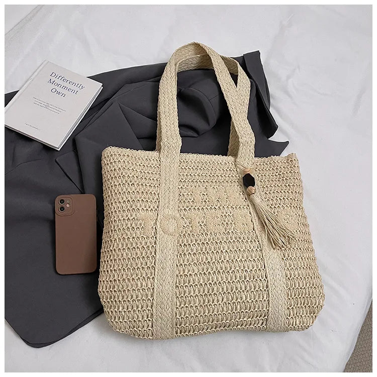 Hand-Woven Summer Handbags | Large Capacity Tote with Tassel