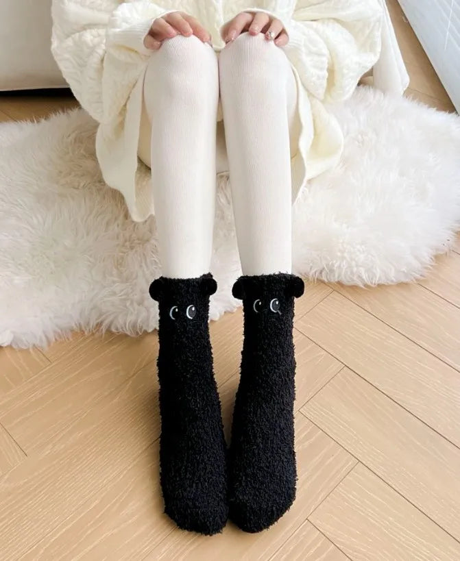 Cute Women's Winter Fluffy Socks | Cozy Fuzzy Animal Crew Socks