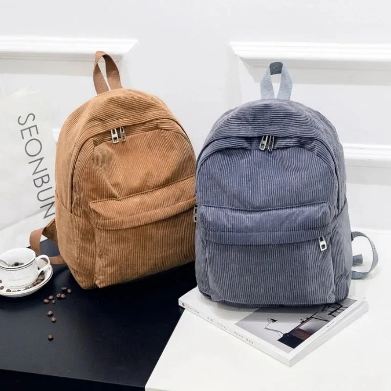 Trendy Corduroy Backpacks for Students | Stylish School Bags