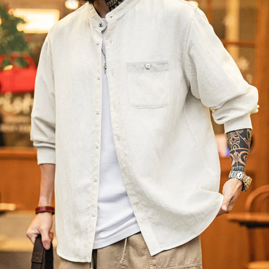 Men's Casual Spring Long Sleeve Shirt | Stylish Solid Color Blouse