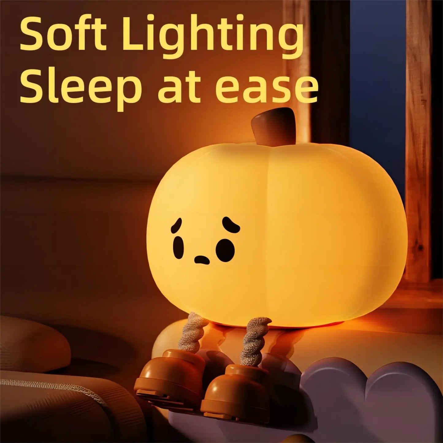 Luz Nocturna de Calabaza Regulable para Niños | Diseño de Silicona Suave
