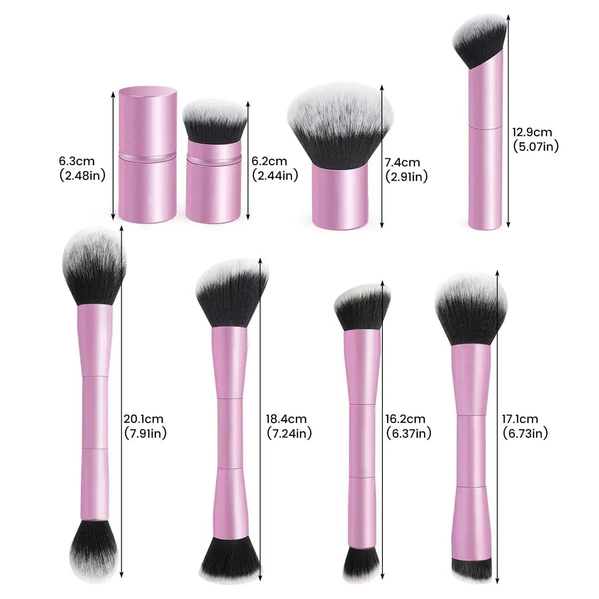 7pcs Double Sided Kabuki Makeup Brush Set | Flawless Finish