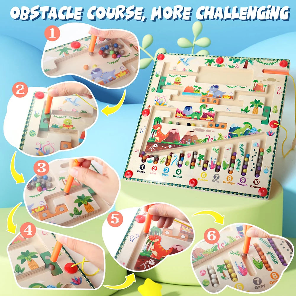 Magnetic Color and Number Maze Montessori Toy for Kids Learning