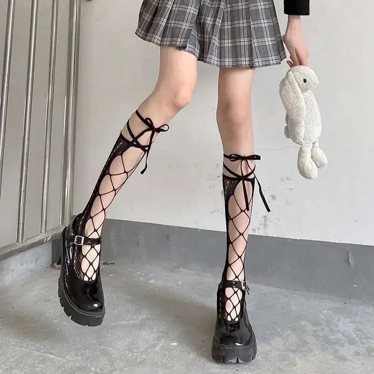 Stylish Women's Black Middle Tube Socks | Trendy Summer Crew Socks