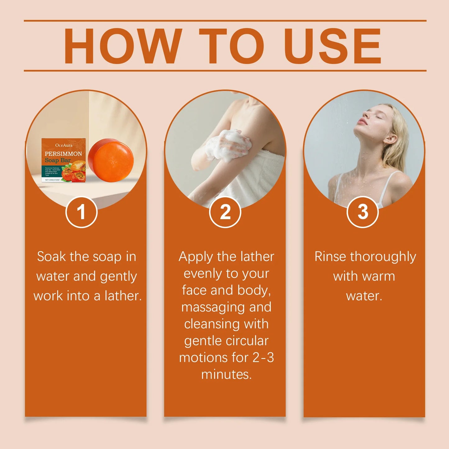 Persimmon Extract Moisturizing Cleansing Soap | Gentle Daily Body Cleanser