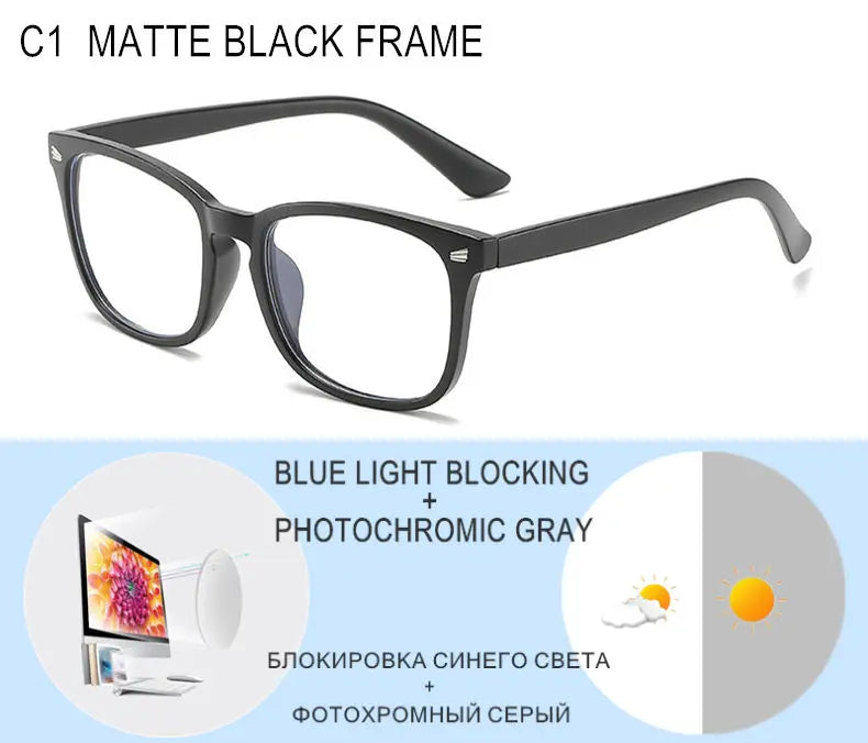 Gafas de sol retro de montura cuadrada con protección contra la luz azul y estilo