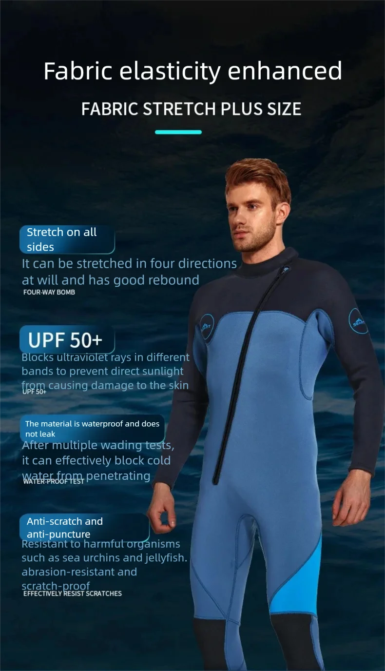 3mm Neoprene Full Sleeve Wetsuit for Men | Perfect for Water Sports