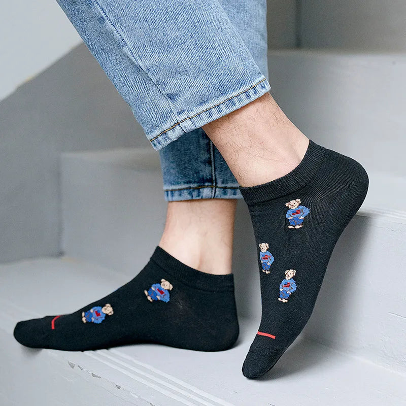 Men's Cartoon Bear Ankle Socks | Fun & Stylish Footwear