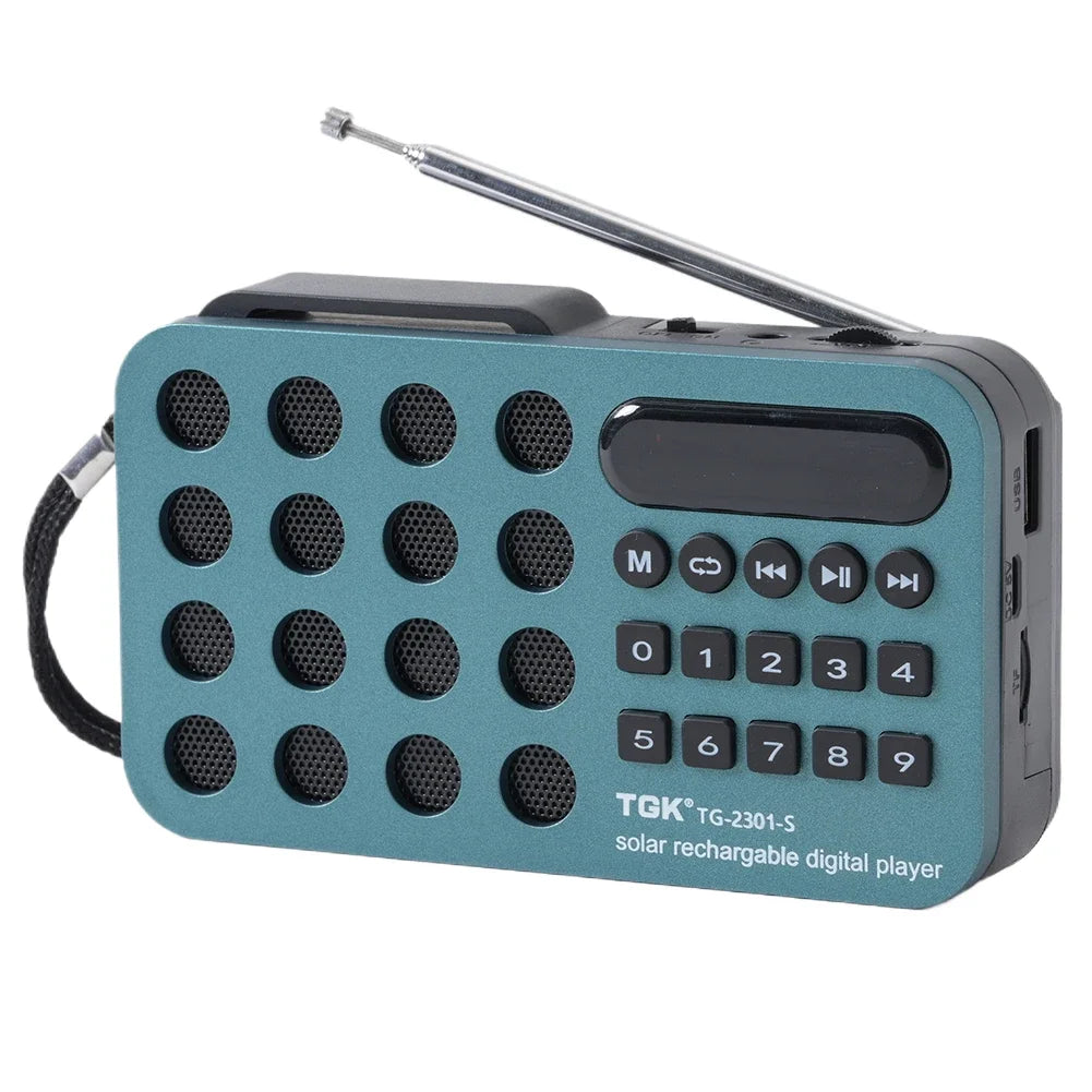 Portable FM Radio Receiver with Bluetooth & Solar Charging