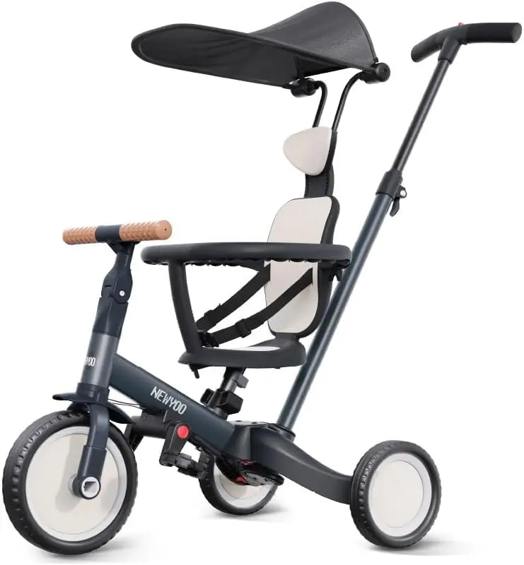 6-in-1 Adjustable Toddler Tricycle with Canopy & Push Handle