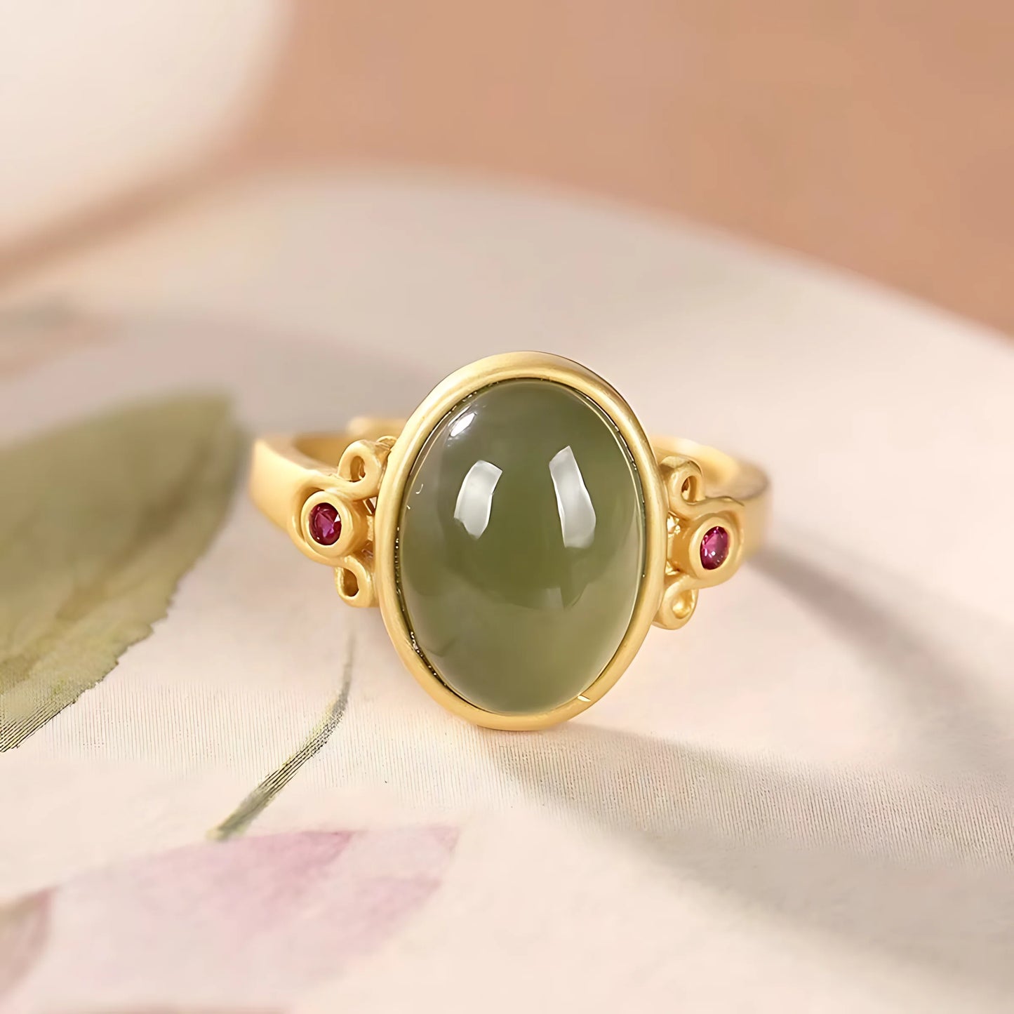Adjustable Geometric Jade Ring for Women | Vintage Jewelry Gift
