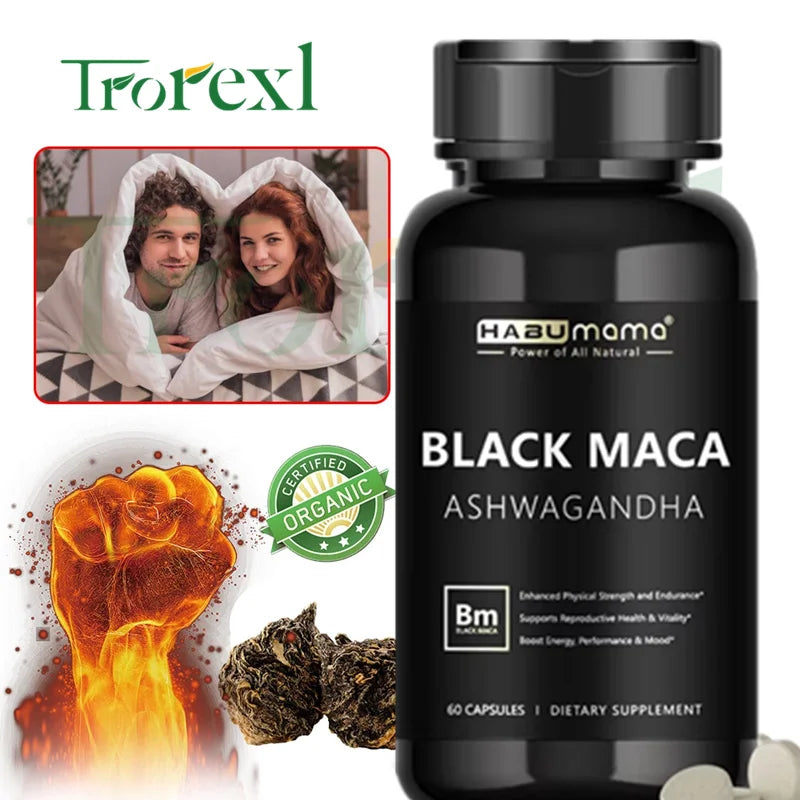 Black Maca Root & Ashwagandha Supplement for Men's Stamina