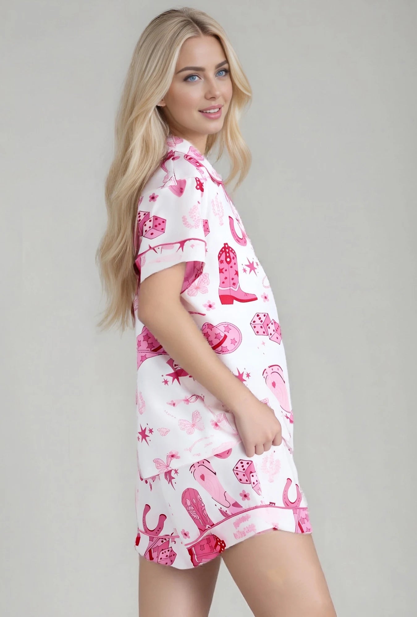 Cute Women’s 2 Piece Pajama Set | Short Sleeve Dog Print Lounge Wear