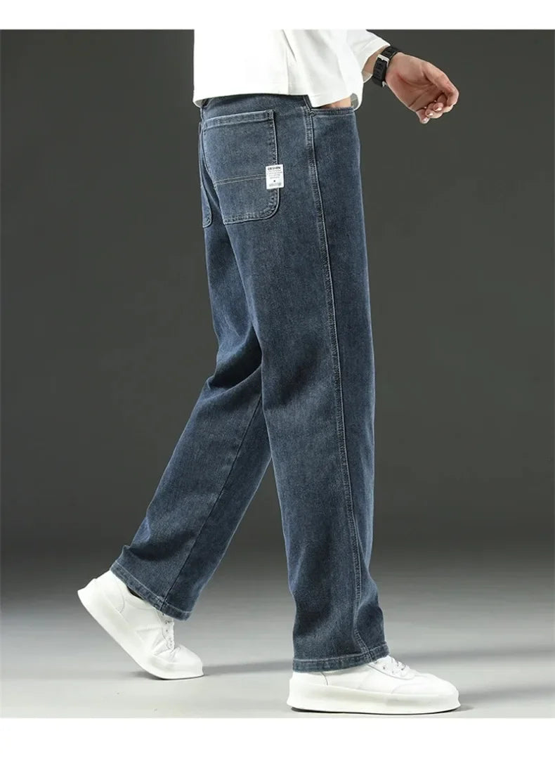 Men's Baggy Straight Wide Leg Jeans | Stylish Business Casual Pants