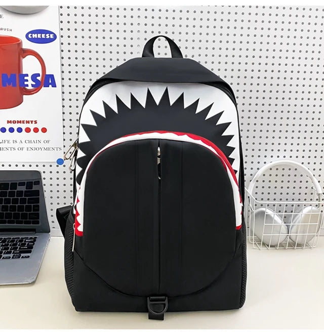 Luminous Shark Mouth Backpack | Large Capacity USB Laptop Bag
