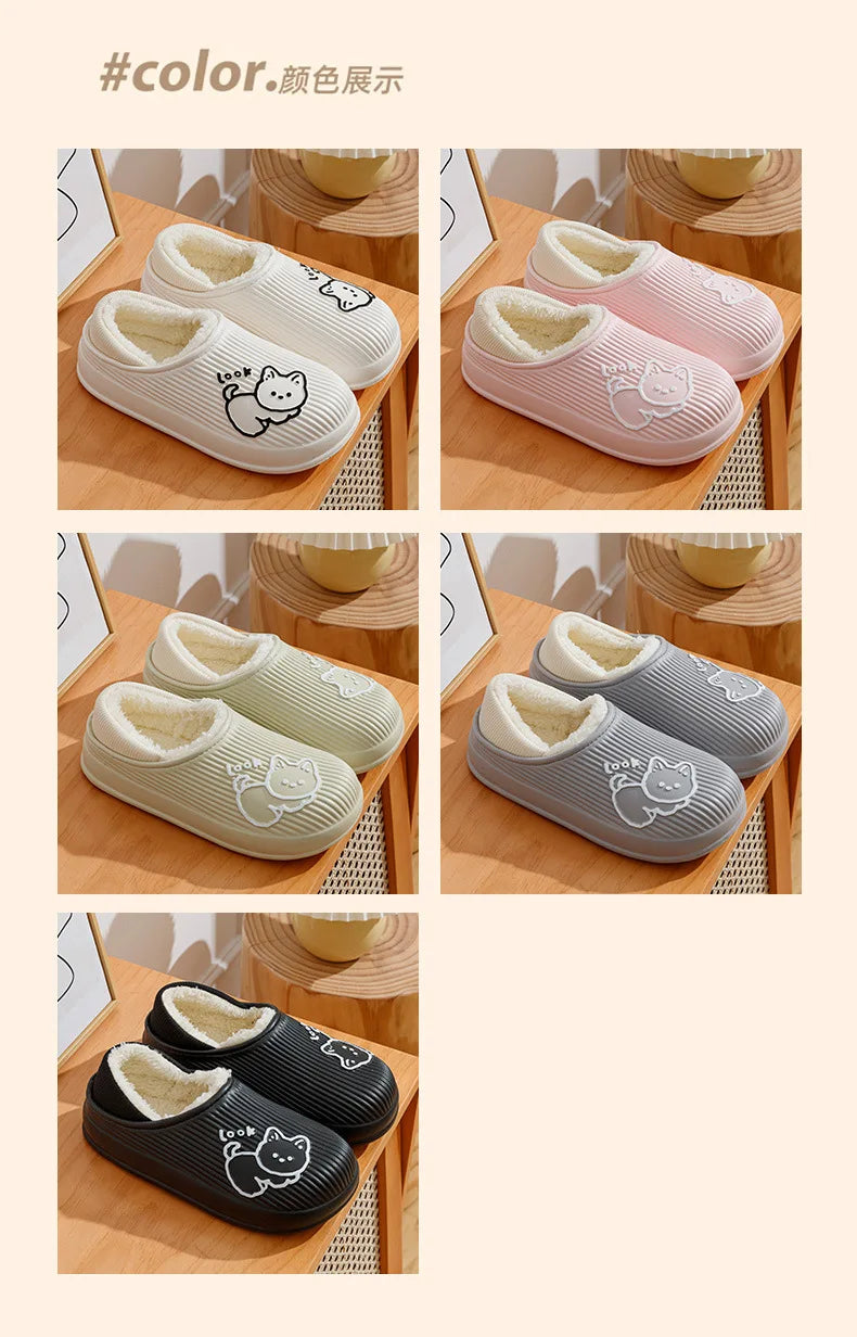 Unisex Waterproof Plush-Lined Slippers | Cozy Indoor Comfort Shoes