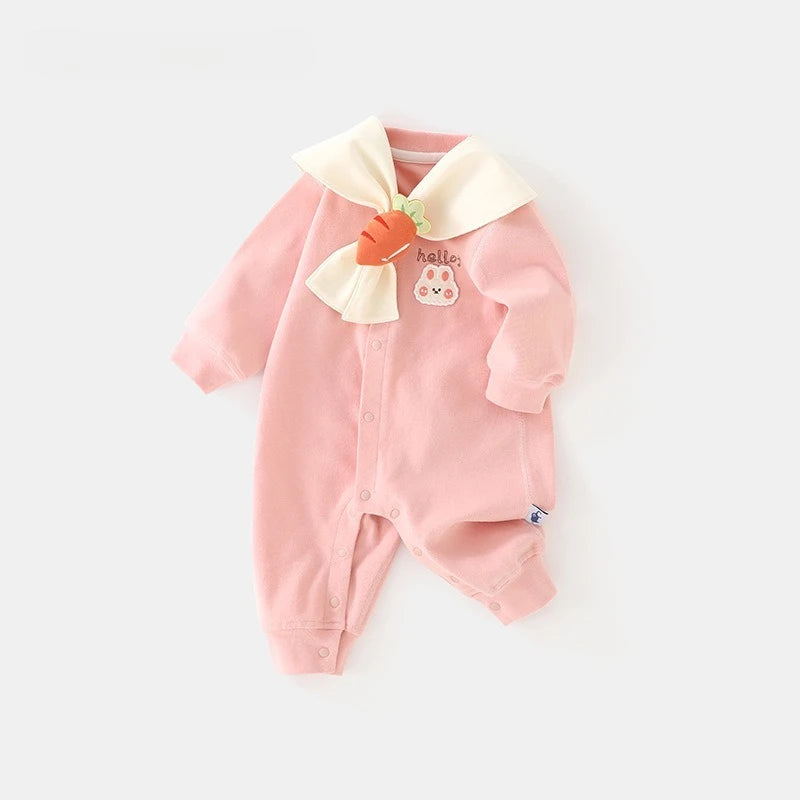 Infant Navy Collar Long Sleeve Romper | Stylish Baby Outfit