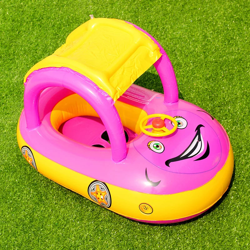 Inflatable Baby Swim Ring with Sun Shade | Toddler Pool Fun
