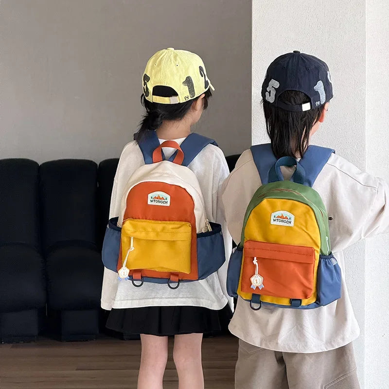 Lightweight Color Block Kids Backpack for School & Travel