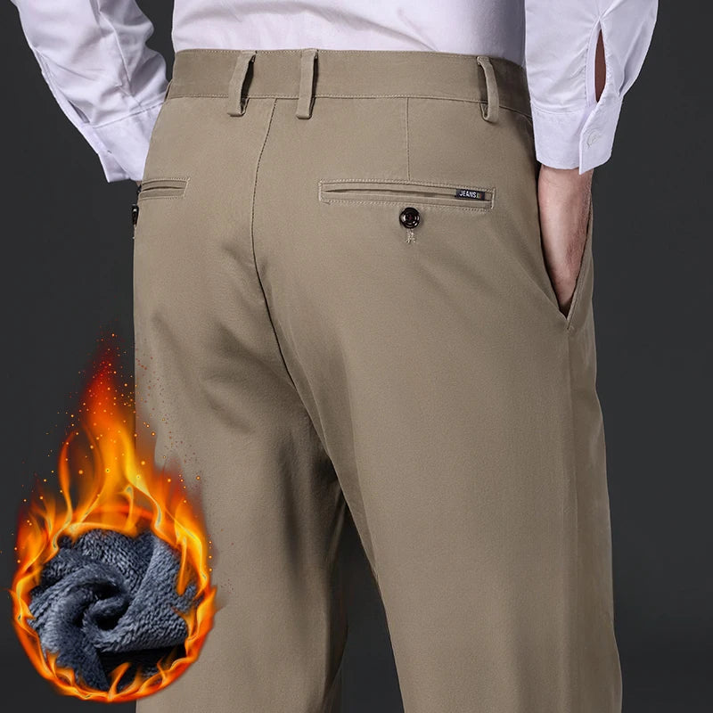 Men's Straight Velvet Casual Pants | Stylish Winter Trousers